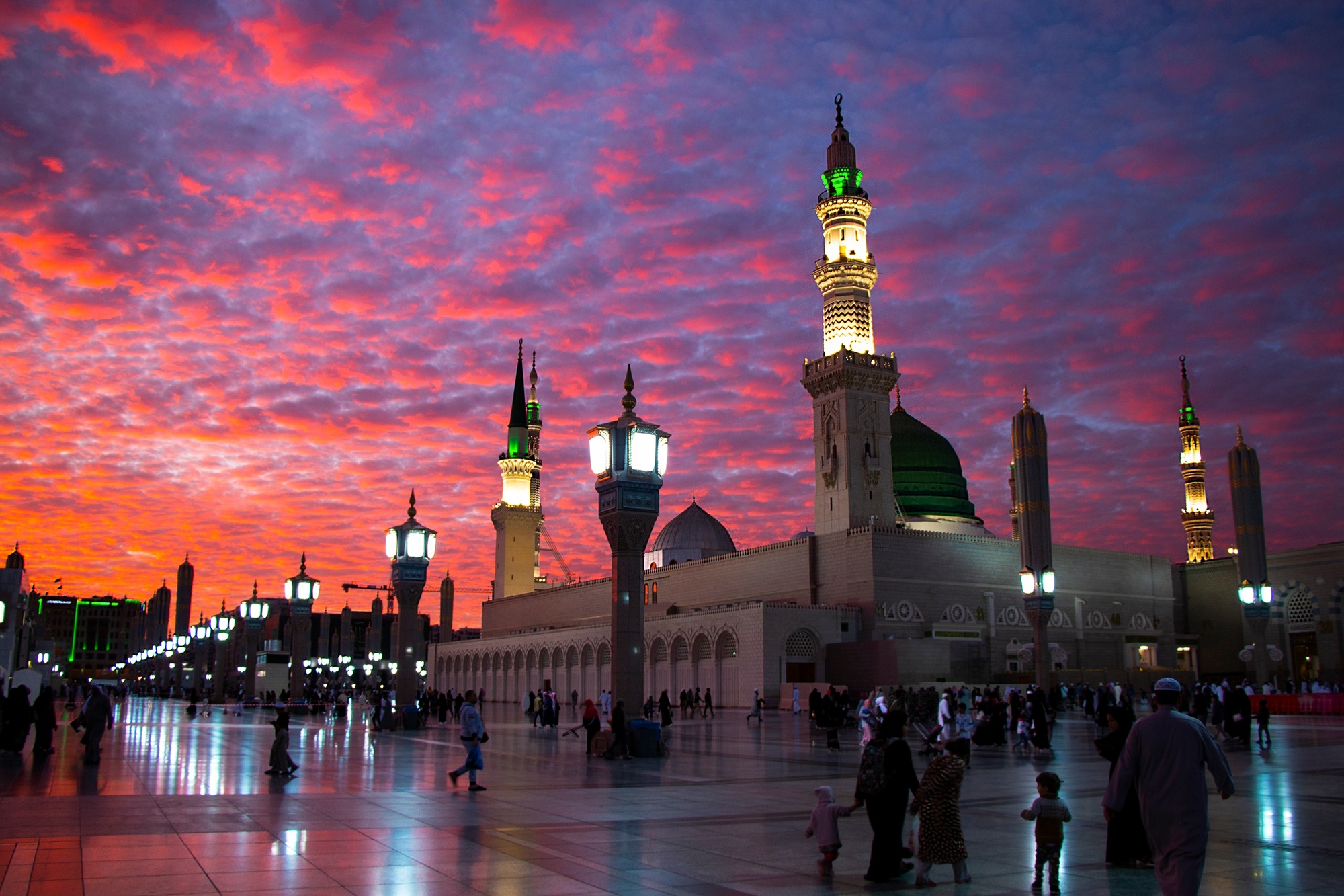 Prophet Mohammed Mosque , Al Masjid an Nabawi - Medina / Saudi Arabia , Sunset